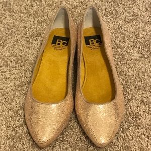 BC Footwear gold glitter flats